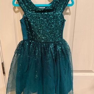 Cat & Jack Teal Sequin Kids Formal Dress